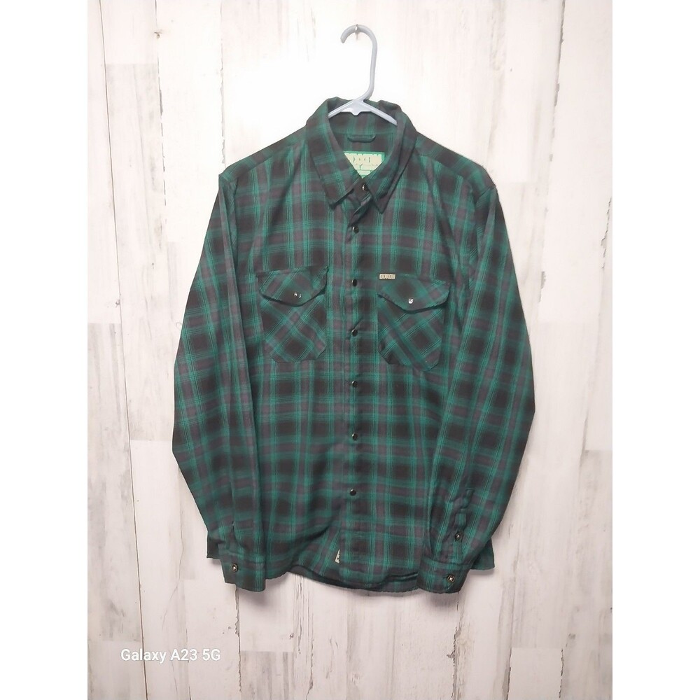 Dixxon Flannel Co "McCaffrey" Men's M Green Black Plaid Pearl Snap Button Up